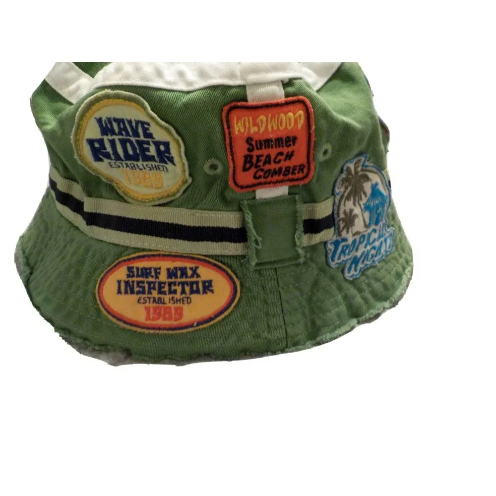 The Children's Place Sun Bucket Hat Raw Edges Surfer Shark Beach Green